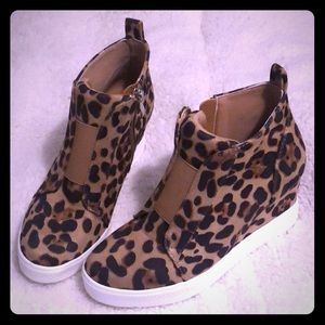 Leopard wedge sneakers